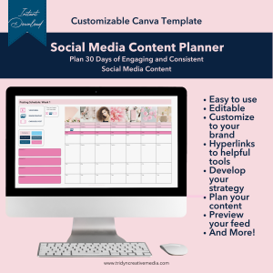 Social Media Content Planner-Instant Download Image