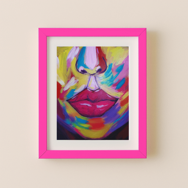 Bold Abstract Portrait Print – 5x7 Colorful Face Art - Image 2