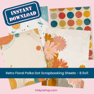 Retro Floral Polka Dot Scrapbook Paper – Fun 8.5x11