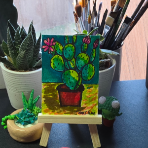 ACEO Original Art – ACEO Cactus Marker 2.5x3.5 – Vibrant, Perfect Mini
