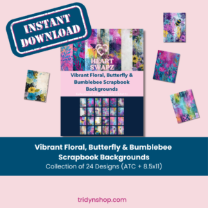 Vibrant Floral Butterfly Bumblebee Backgrounds digital paper set with 24 scrapbook designs in ATC and 8.5x11 sizes